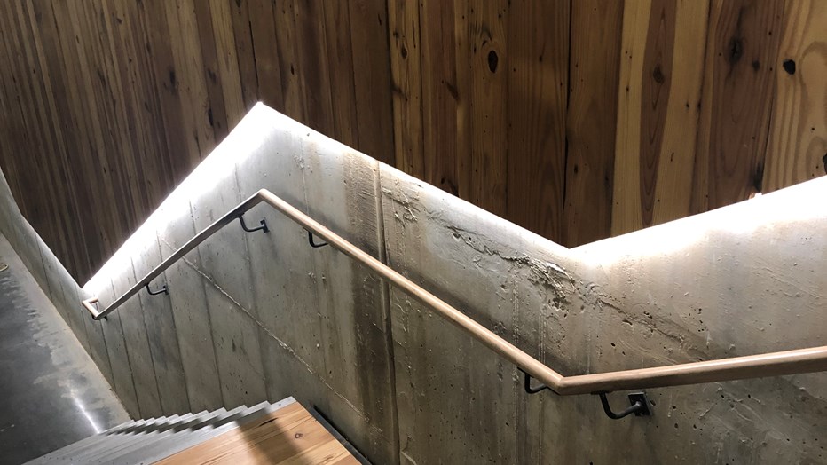 Reclaimed wood staircase at the Georgia Institute of Technology, Kendeda Building  Reclaimed wood staircase at the Georgia Institute of Technology, Kendeda Building